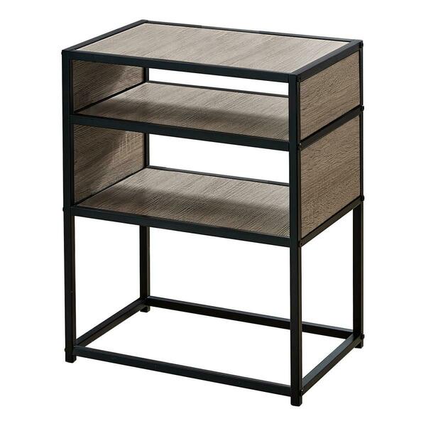 Daphnes Dinnette 22 in. Metal Accent Table with Table Top - Dark Taupe & Black DA3067086